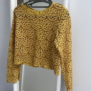 Alexis festive gold crochet-style silk top S